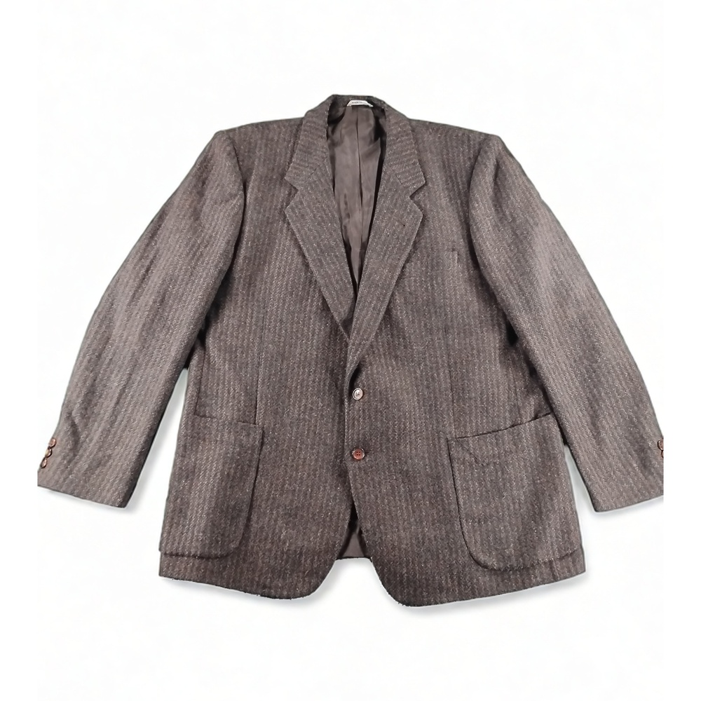 Vittorio Rex US 44 Wool Blazer Italian Made 2 Button Herringbone Sport Coat